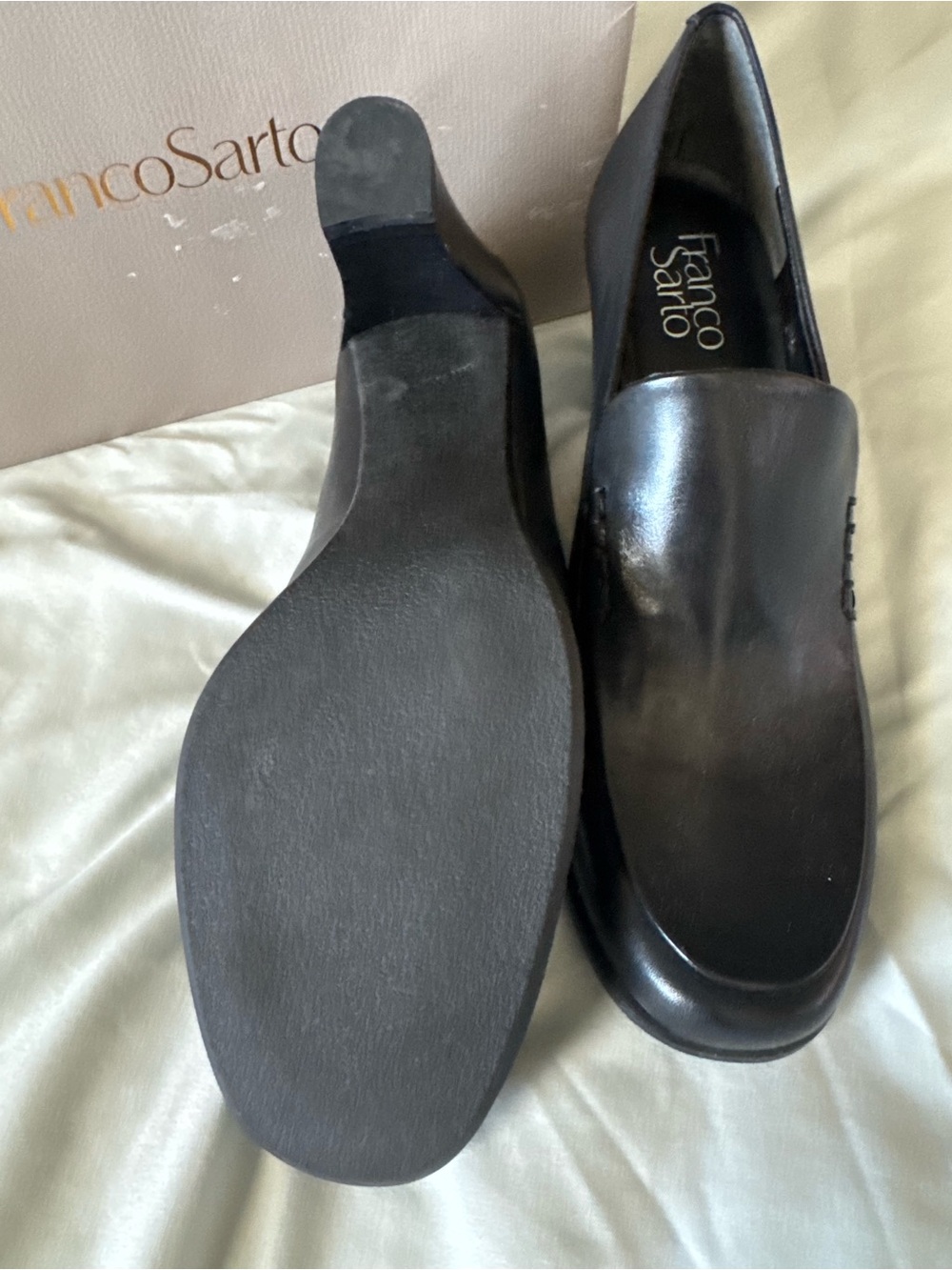 Franco Sarto Leather Women’s Slip-On Heeled Loafers - Picture 4 of 5
